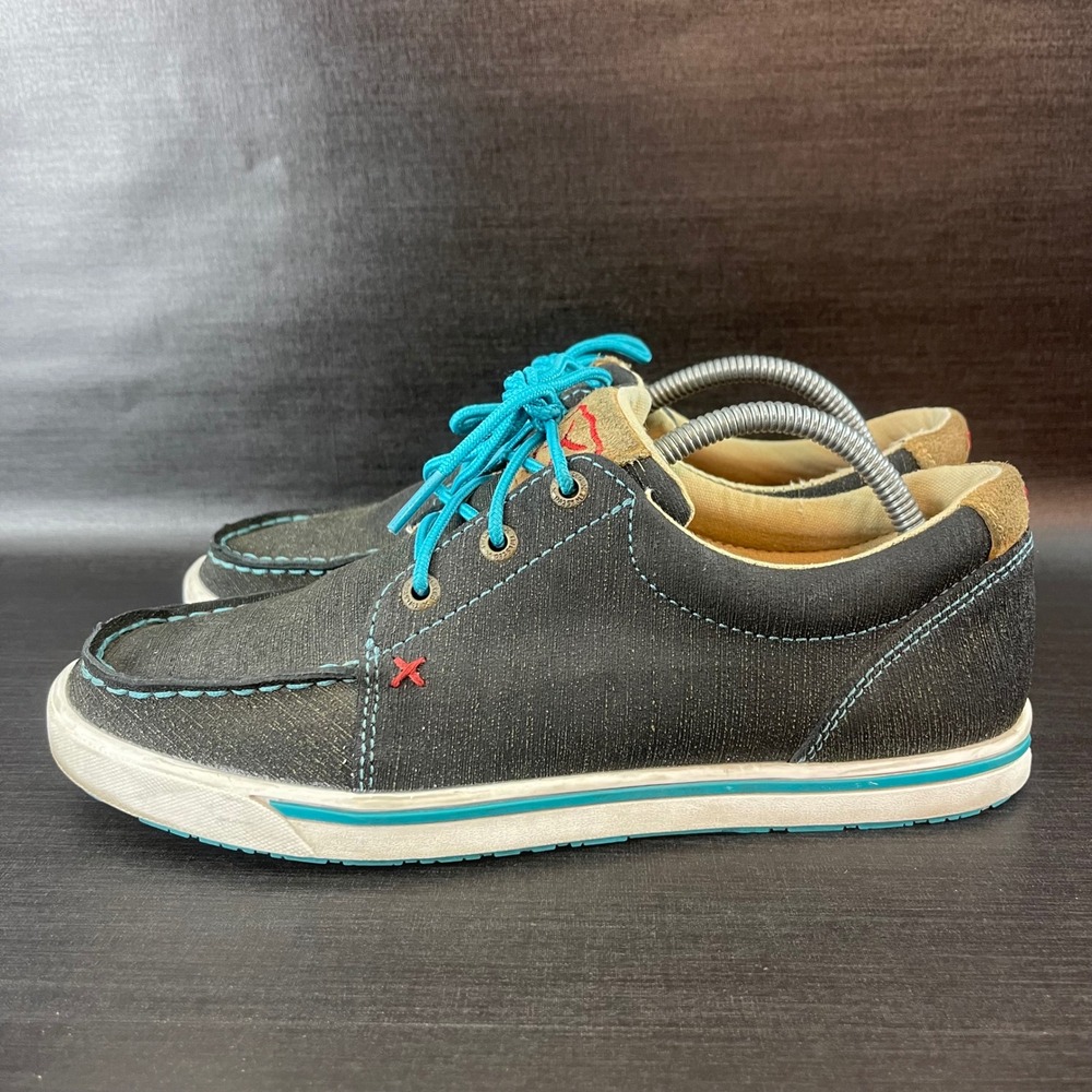 Twisted X Kicks Dura Womens size 7.5 Grey Turquoise Leather Lace Up Casual Shoes